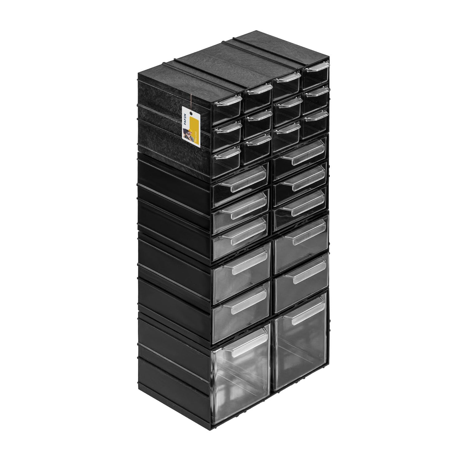 Aufbewahrungsbox mit 24 Schubfächern Sortimentskasten - Set Werkstatt-Schubladen in 4 Größen – 230 x 160 x 510 mm - Kleinteilemagazin 4 Module | Geeignet für Wandmontage