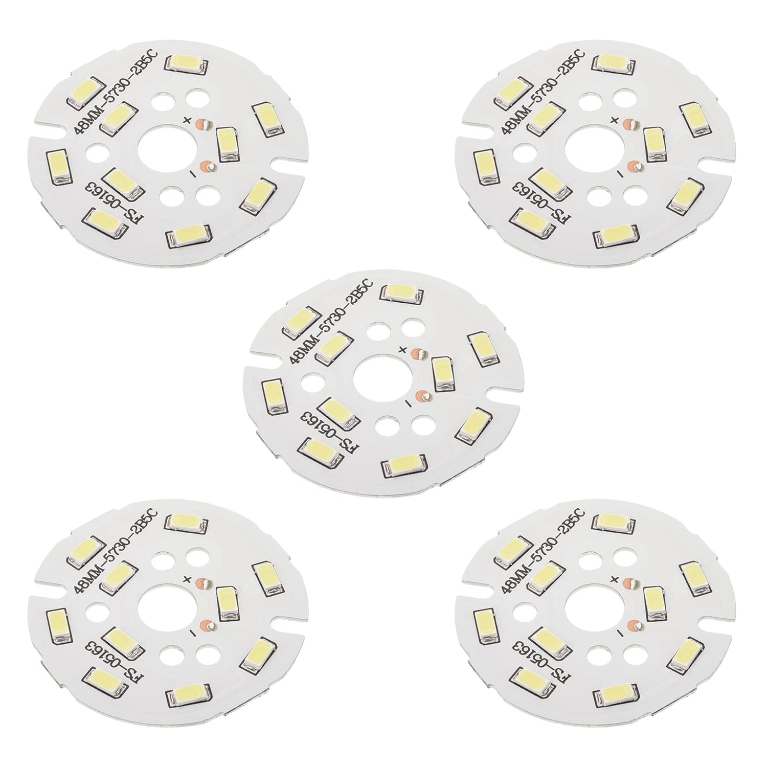 Bettomshin 5Pcs LED Chip Bulb 5w 300ma 15-18v 50mm SMD Module Circuit Aluminum Board Pure White Super Bright 6500K Floodlight