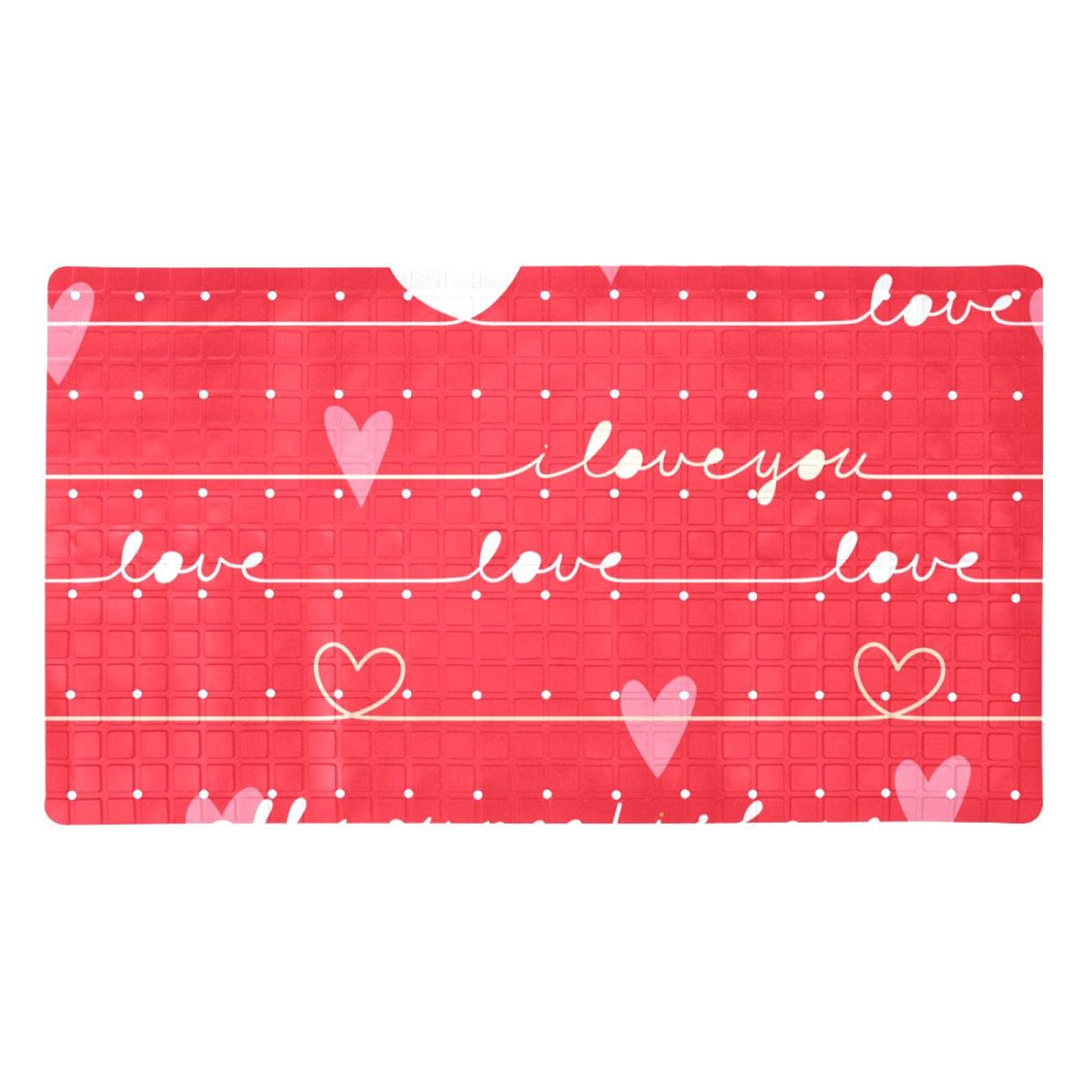 Tapis de bain avec ventouse puissante Love Valentine contre les chutes
