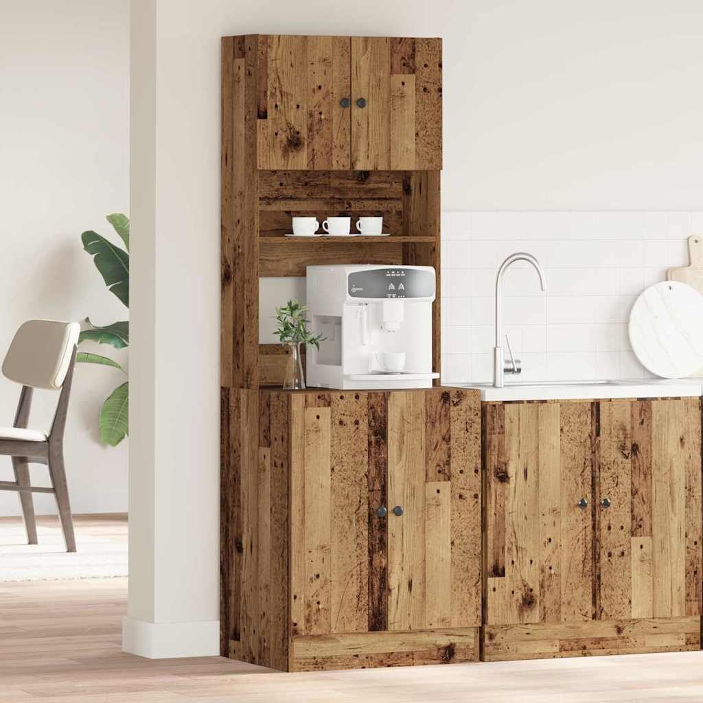 vidaXL Buffet de Cuisine avec Porte 2 pcs Bois Ancien 60 x 50 x 180 cm, Rangement spacieux, Buffet rectangulaire Moderne, Organisateur Chic pour la Salle à Manger, Meuble Efficace