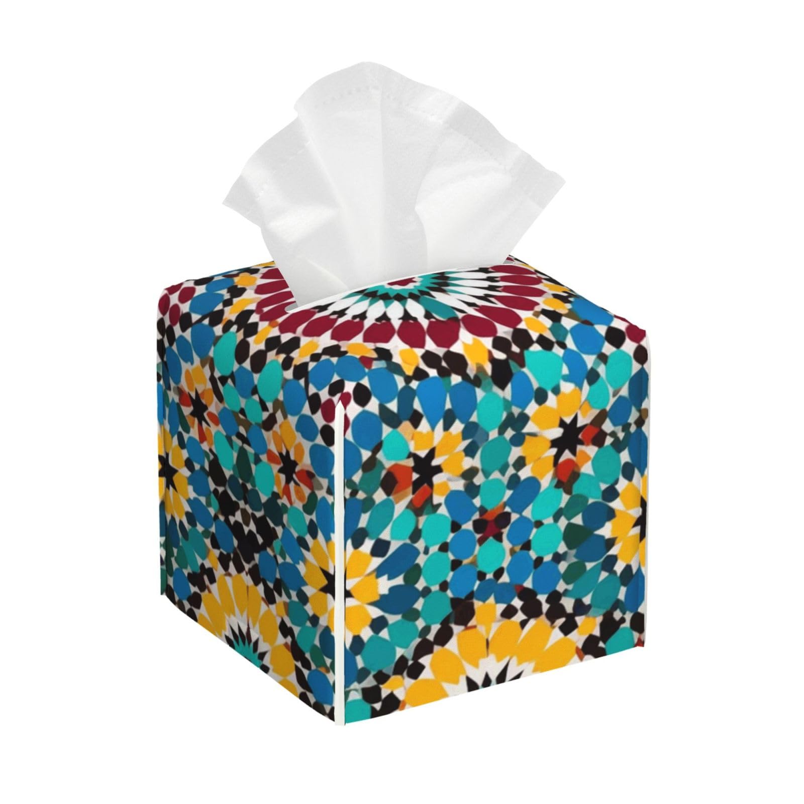 Moroccan Color Pattern Tissue Box Cover Square Cube Boxes