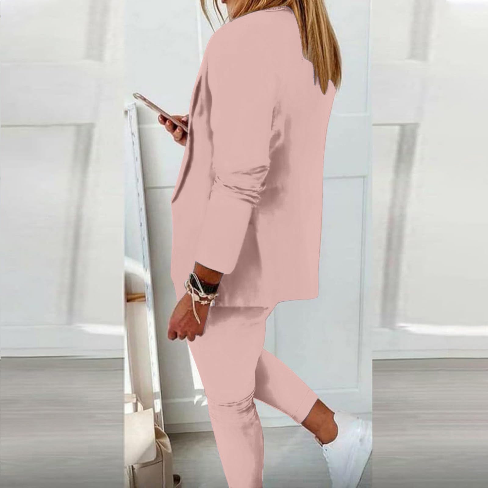 Costume pour femme Curvy 2 pièces élégant complet pour femme à manches longues bureau Blazer léger avec pantalon et blazer de cérémonie avec pantalon et jupe