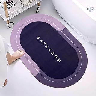 Cortina Premium Silicon Floor Mat, Bath Mat, Doormat, Bathroom Carpet, Cushion Mat Super Absorbent Soft Carpet, Quick Dry Dirt Barrier for Home, Office, (60x40, Purple, Oval) Price in India