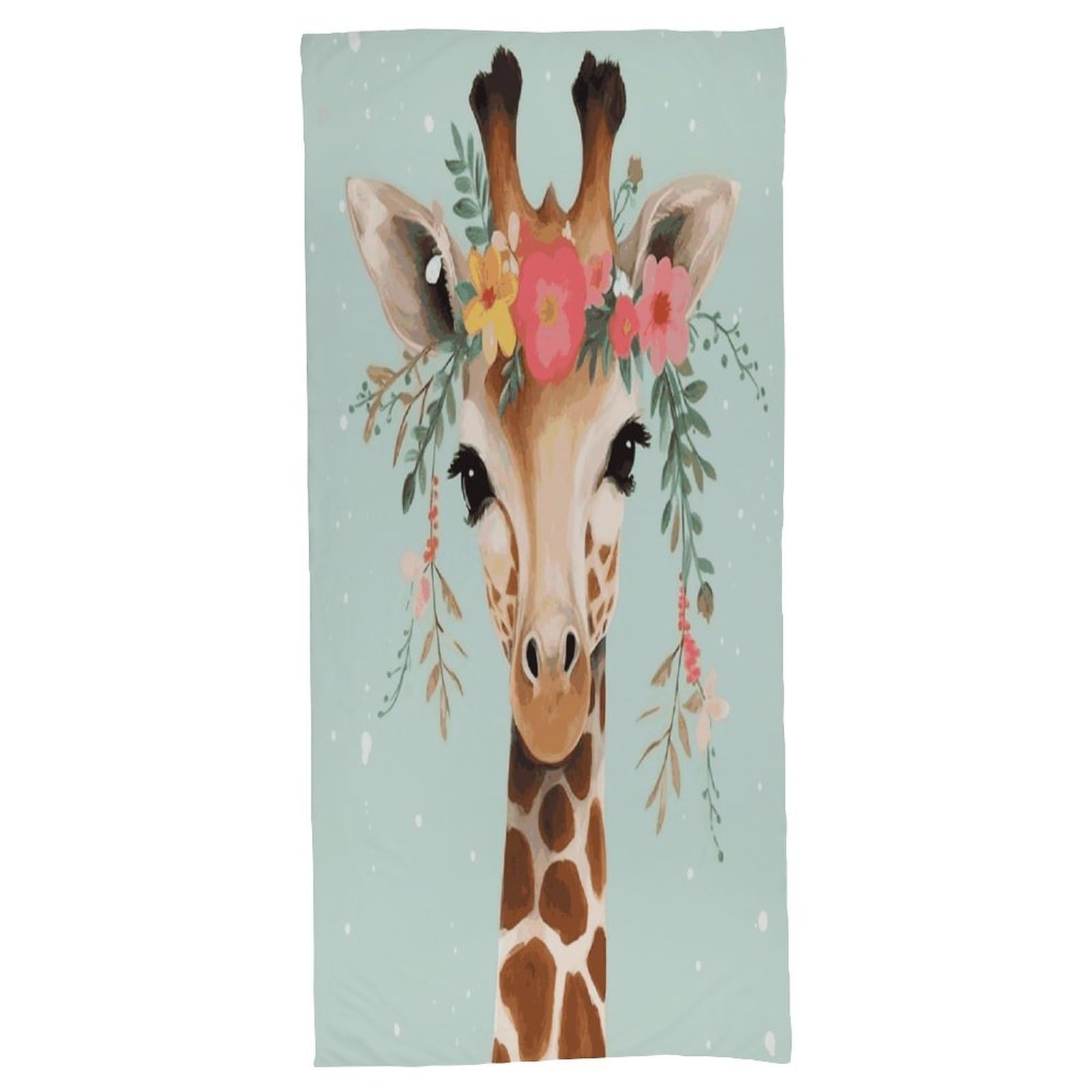 Fekiloot Men's Style Giraffe With Floral Bath Towel Highly Absorbent,Beach Towels For Wo,Pool Towel Bathroom Essential For Beach,Gym,Travel, Camp