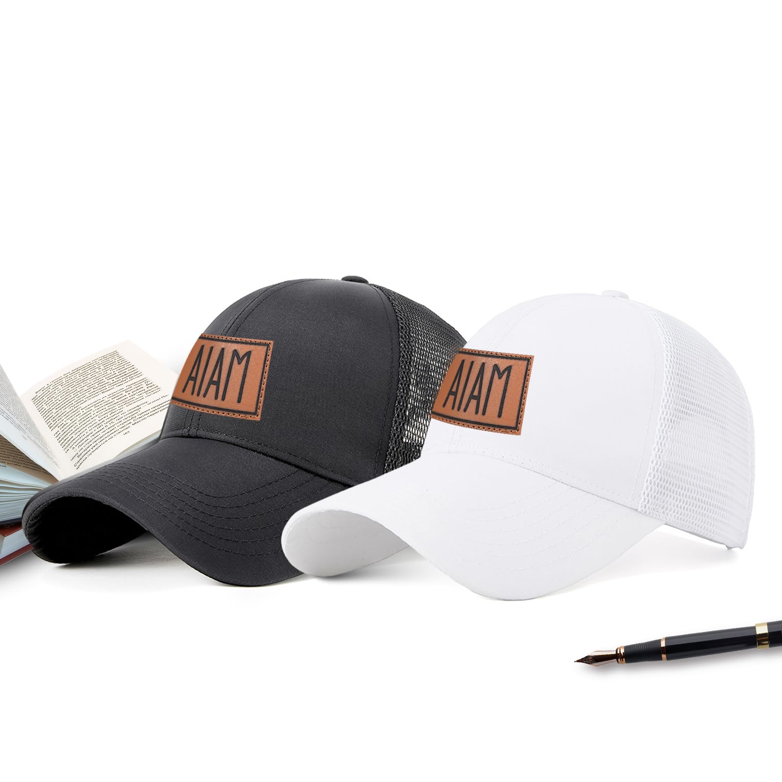 Personalized Baby Baseball Hat: Custom Name Leather Patch Trucker Cap - Adjustable Snapback for Infant, Kid, Adult