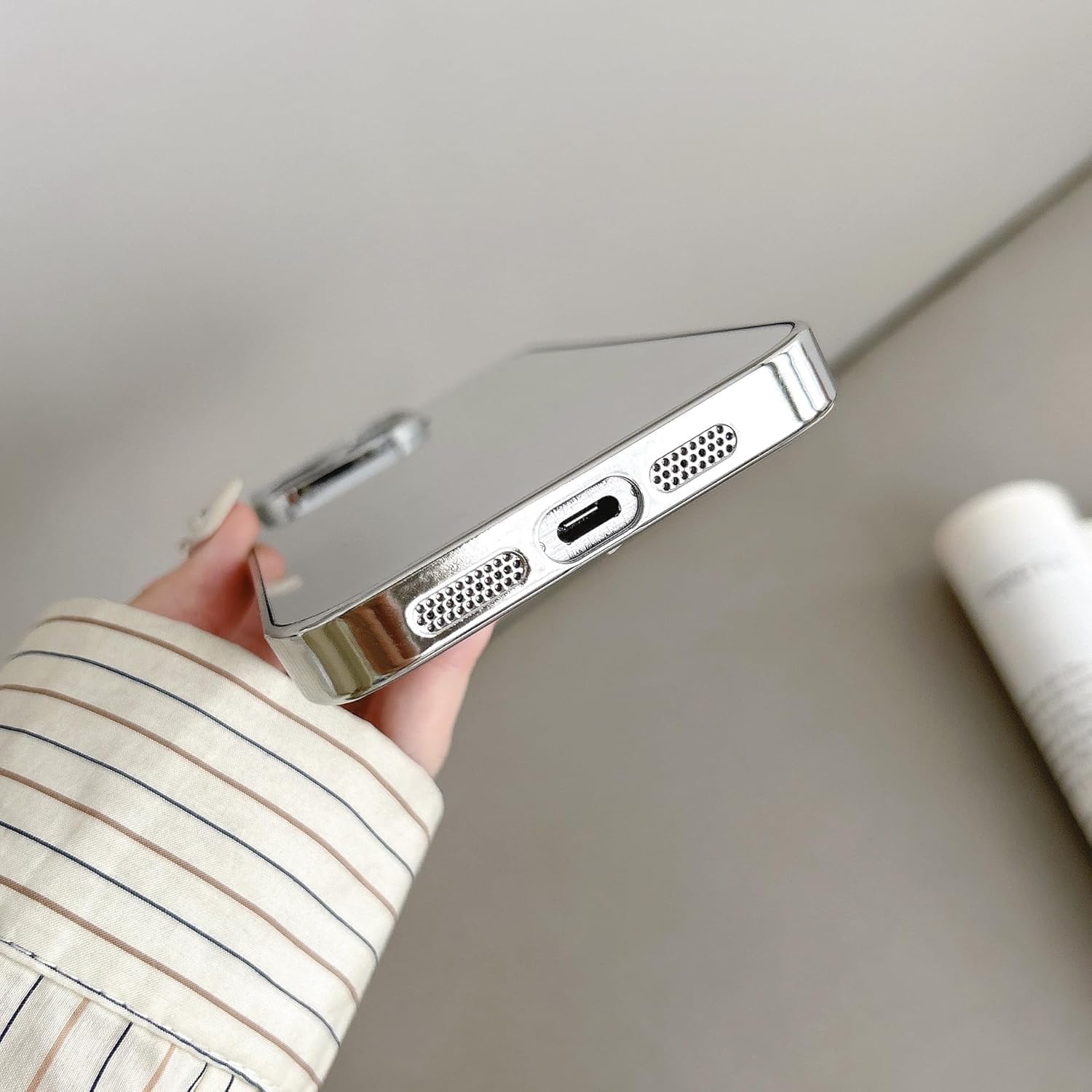 YTanazing Compatible with iPhone 17 Mirror Case for Women Girls Makeup Cute Luxury Glossy Mirror Back Silver Plating Design with Camera Full Protective Shockproof Cover - Image 6