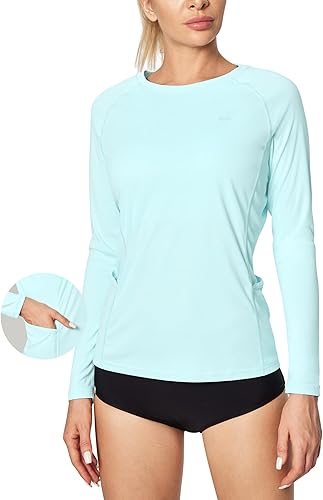 IUGA Rash Guard for Women UPF 50+ SPF UV Protection Long Sleeve Workout Tops with Pockets Dry Fit Hiking Swim Shirt - 63% off