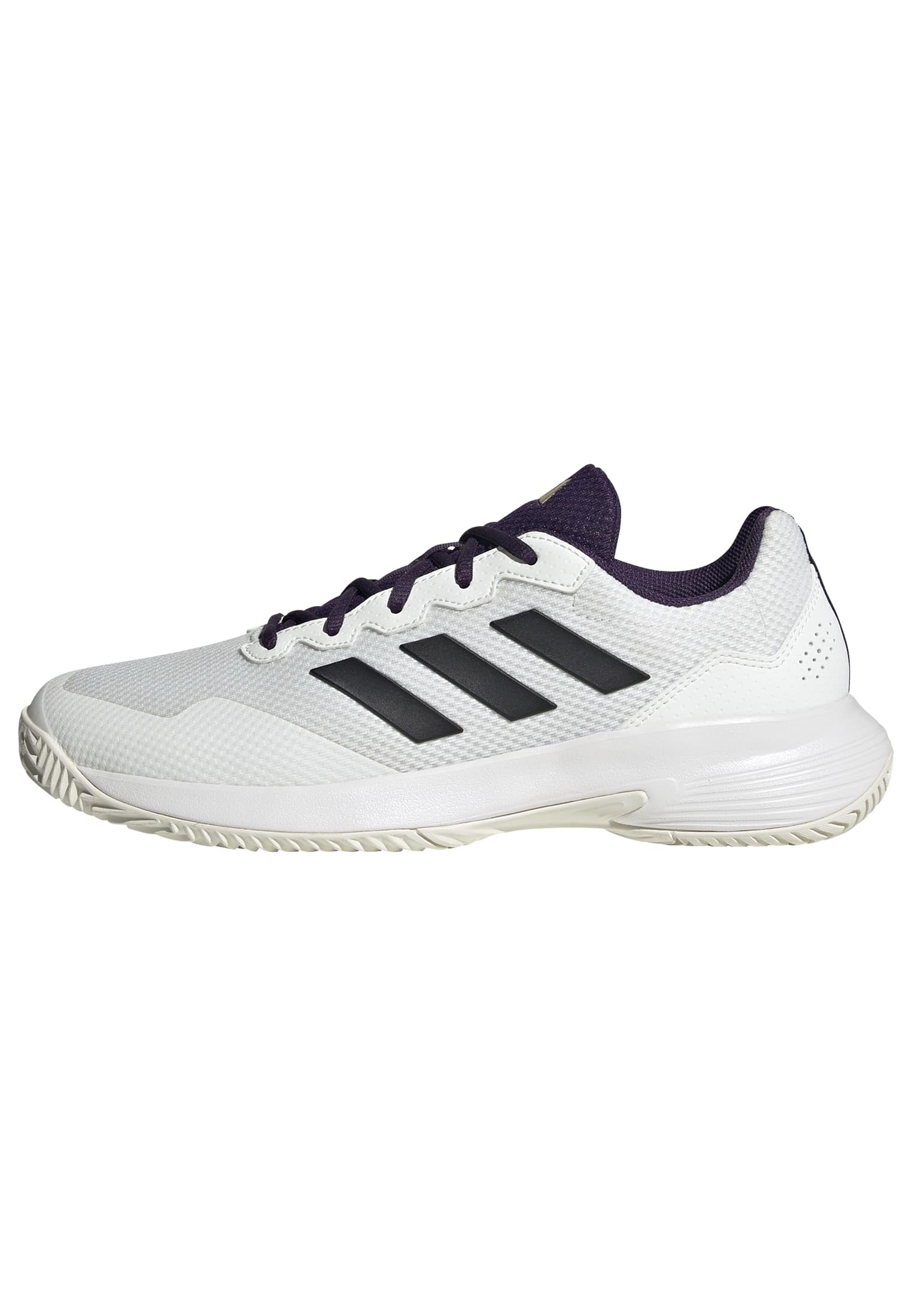 adidas Mężczyźni Gamecourt 2.0 Tennis Shoes, core white/core black/aurora plum, 41 1/3 EU