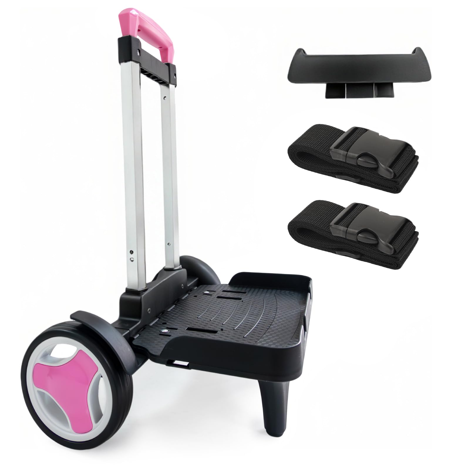 Carrello trolley con ruote per salire le scale, telaio pieghevole in alluminio, manico regolabile e capacità di 34,9 kg, ruote grandi silenziose con paraspigoli, colore rosa, adatto per borse da