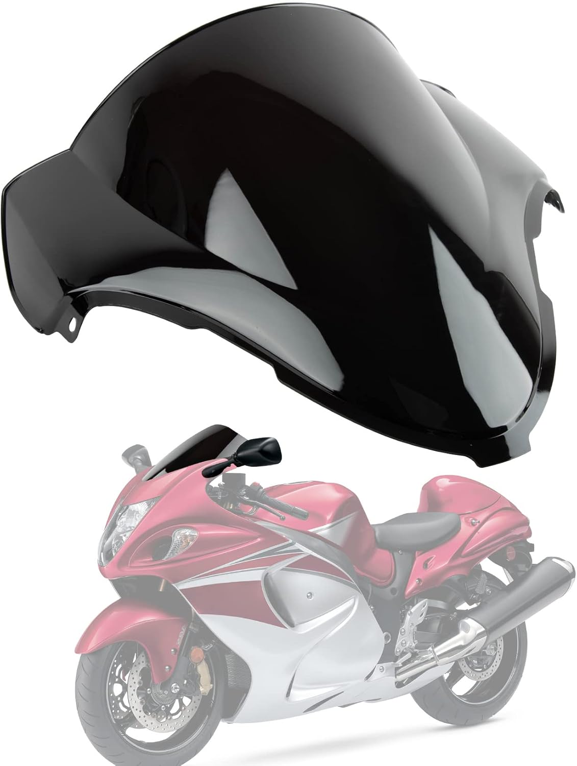 Windshield Windscreen Double Bubble for Hayabusa GSXR1300 1996-2007 1996 1997 1998 1999 2000 2001 2002 2003 2004 2005 2006 2007 (Black)
