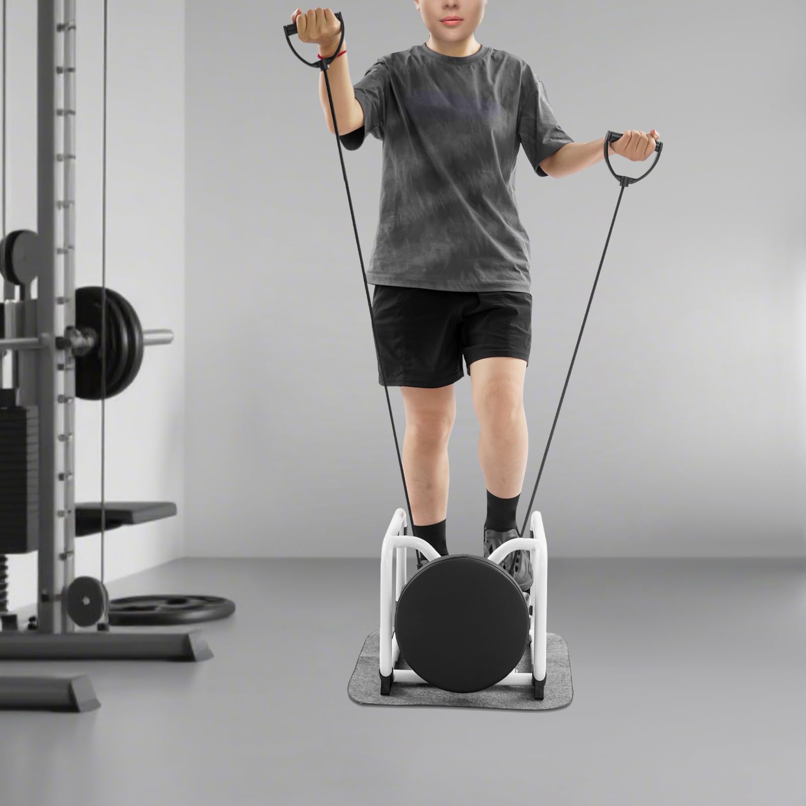 Mini stepper fitness Up-Down, resistenza idraulica, portata 150 kg, display LED, swing stepper con bande di resistenza, tappetino antiscivolo, telaio in acciaio, nero e bianco