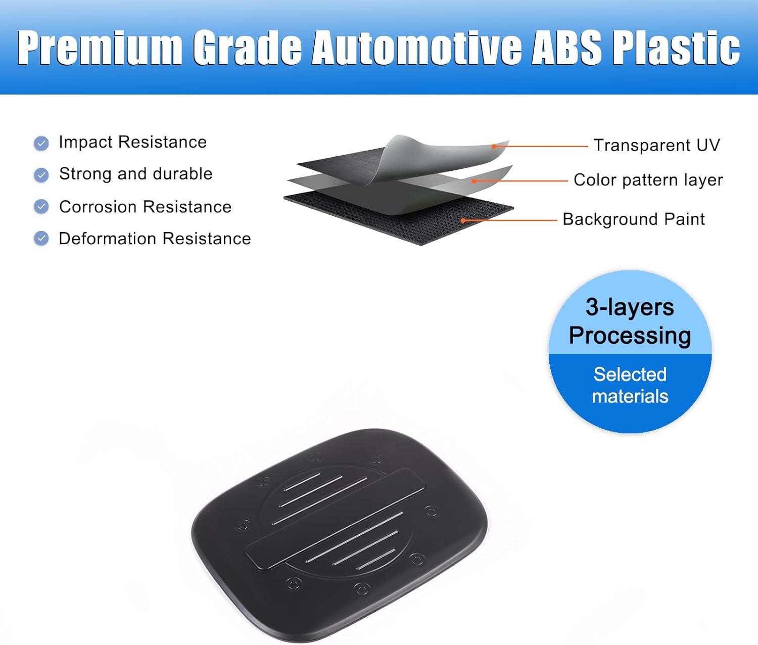 Fuel Filler Tank Cover Trim Compatible with Honda Pilot 2016-2022, Door Gas Cap Protector Cover Exterior Accessories ABS Material (Matte Black)
