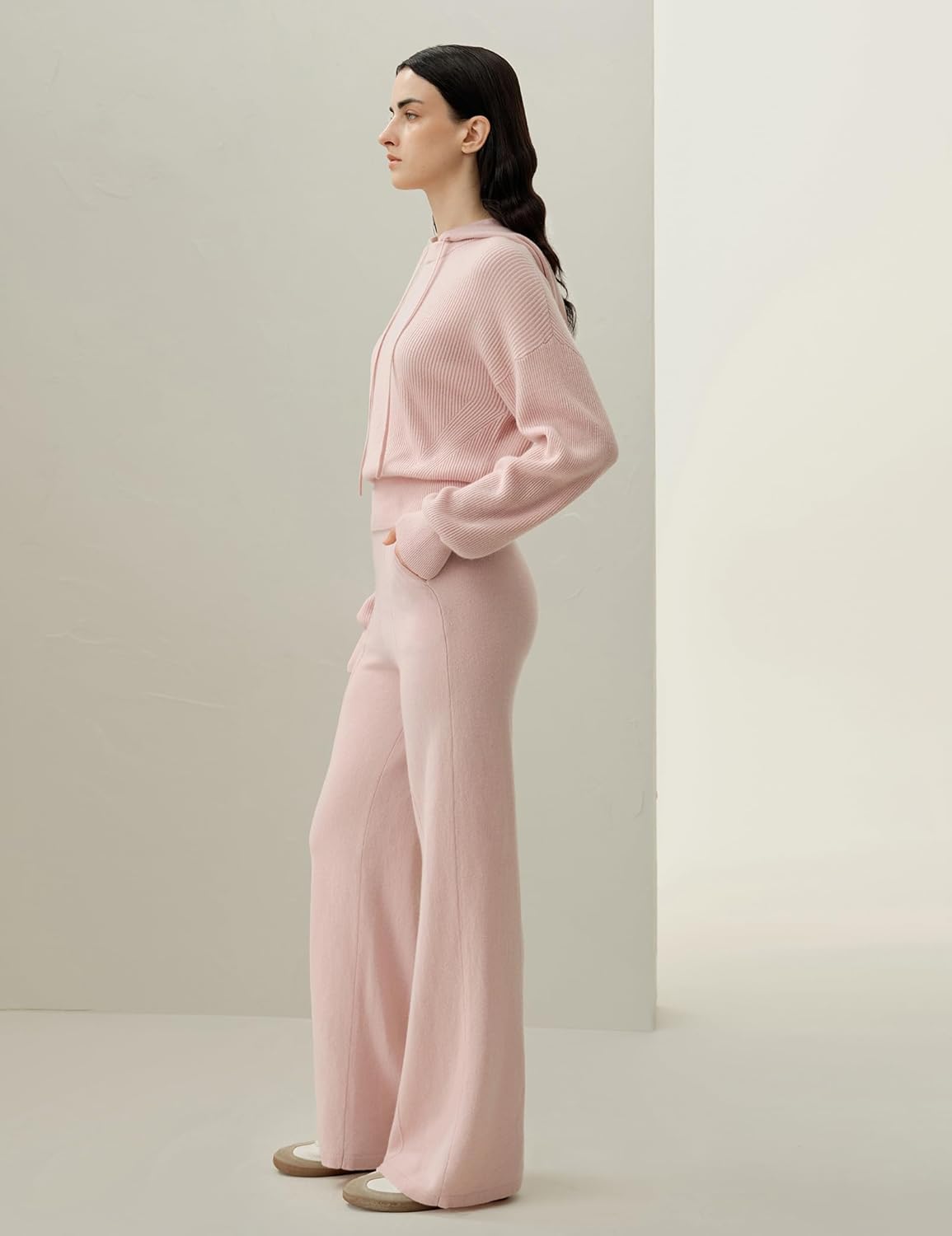 LilySilk 100% Cashmere Pants for Women Super Soft Warm Wide Leg Cashmere Knitted Trousers Elastic Waist Sweatpants - Image 3