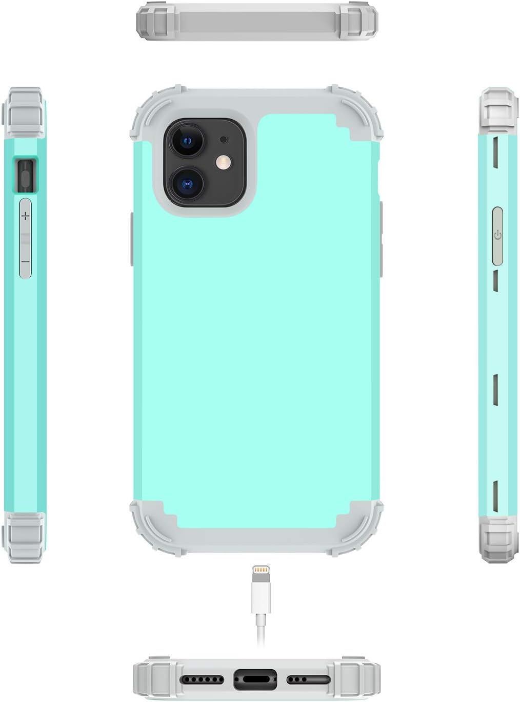 BENTOBEN iPhone 11 Case, iPhone 11 Phone Case, 3 in 1 Heavy Duty Rugged Hybrid Soft Silicone Bumper Hard PC Cover Impact Resistant Shockproof Protective Case Cover for Apple iPhone 11 6.1", Turquoise