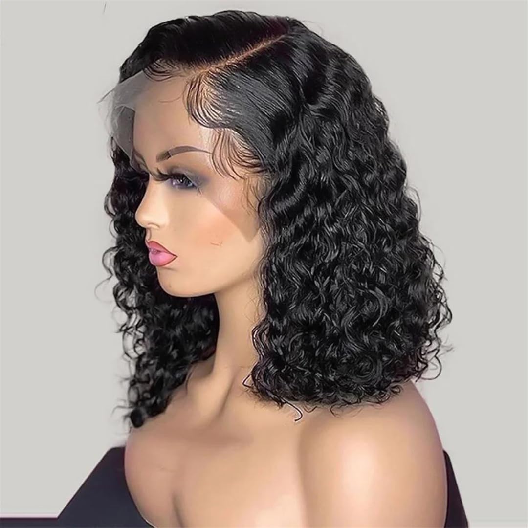 Kurze Bob-Perücke Aus Echthaar – UHD Lace Front, Klebefrei, 180% Dichte, Natur-Schwarz