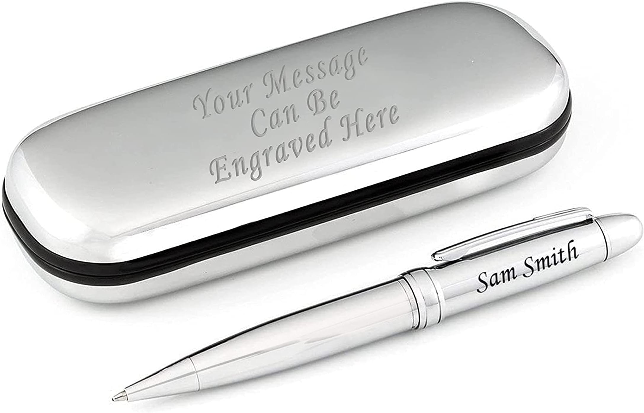 Personalised Engraved Pens with Engraved Chrome Case โ Luxury Gift Ideas for Your Loved Ones on Birthday and Anniversary โ Enter Your Custom Text