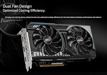 ASRock Radeon RX 9060 XT Challenger 8GB GDDR6 OC Graphics Card | 3290 MHz Boost | Dual Fan | 0dB Cooling | Metal Backplate | PCIe 5.0 | DisplayPort 2.1a, HDMI 2.1b