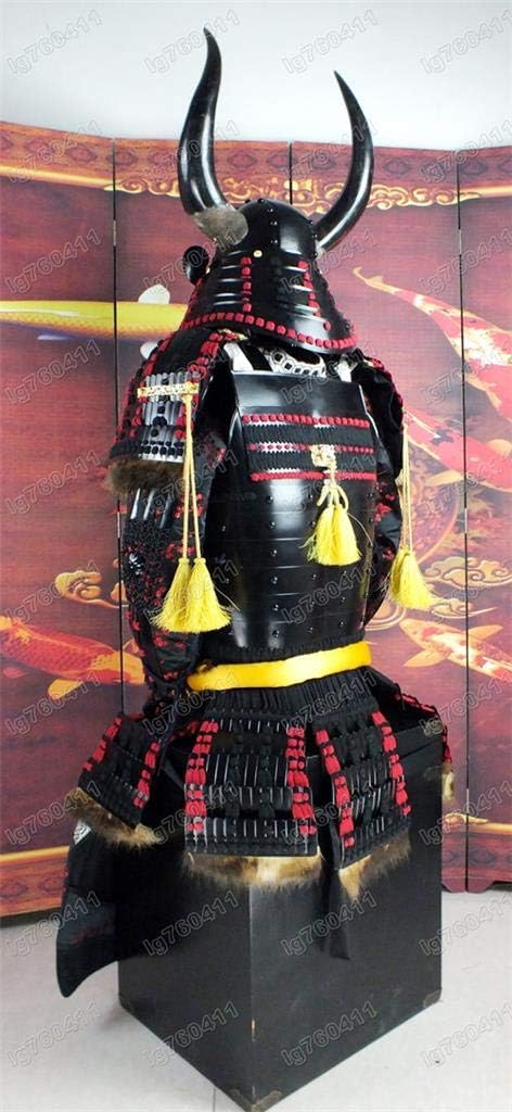 Wearable Japanese Armor Suit Rüstung Samurai Horn Black Red Mask O04