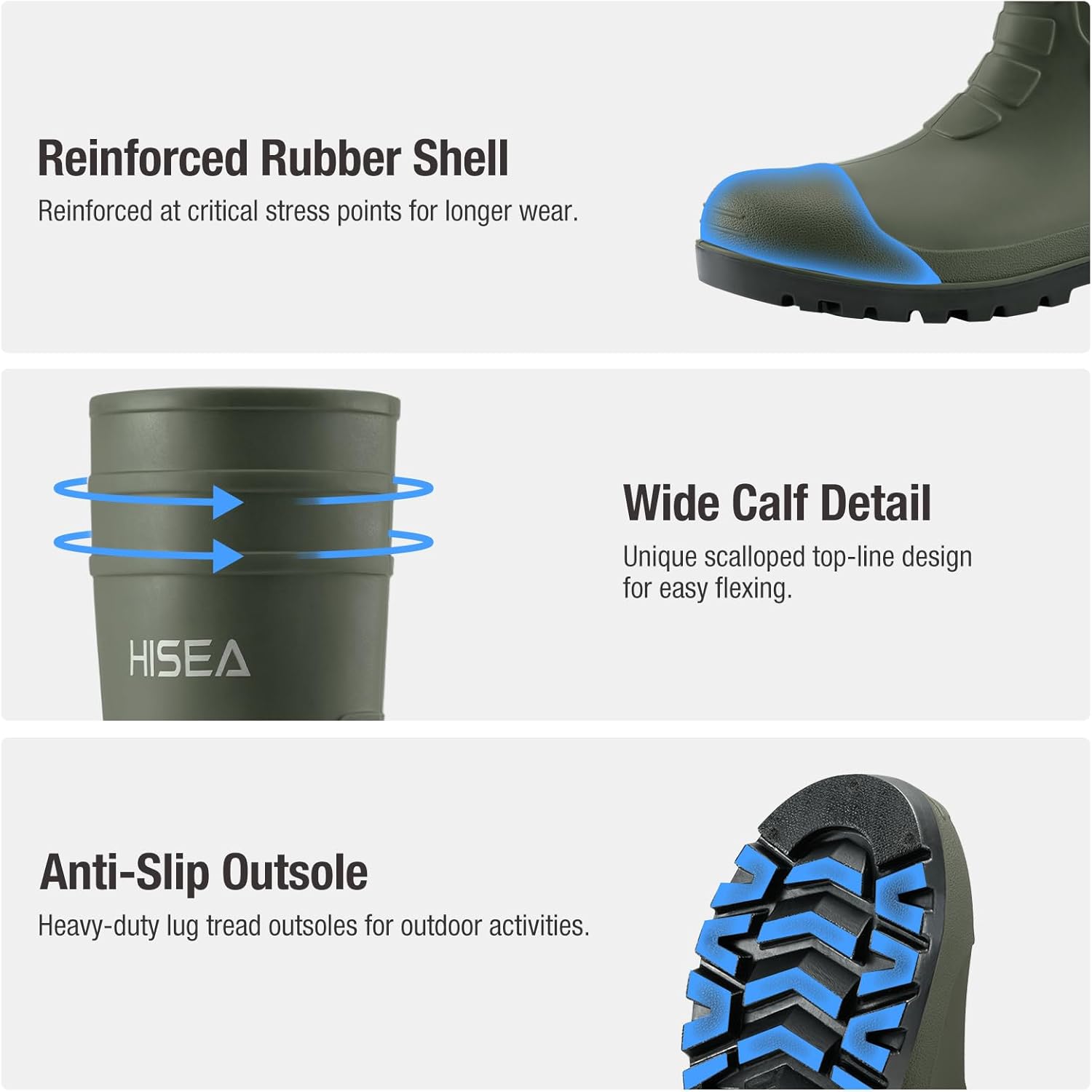 HISEA Men's Rain Boots with Steel Shank, Waterproof Rubber Boots Seamless PVC Rainboots Durable Protective Footwear Outdoor Work Boots Garden Fishing Tall Knee Boot for Agriculture and Industrial Working - Image 5