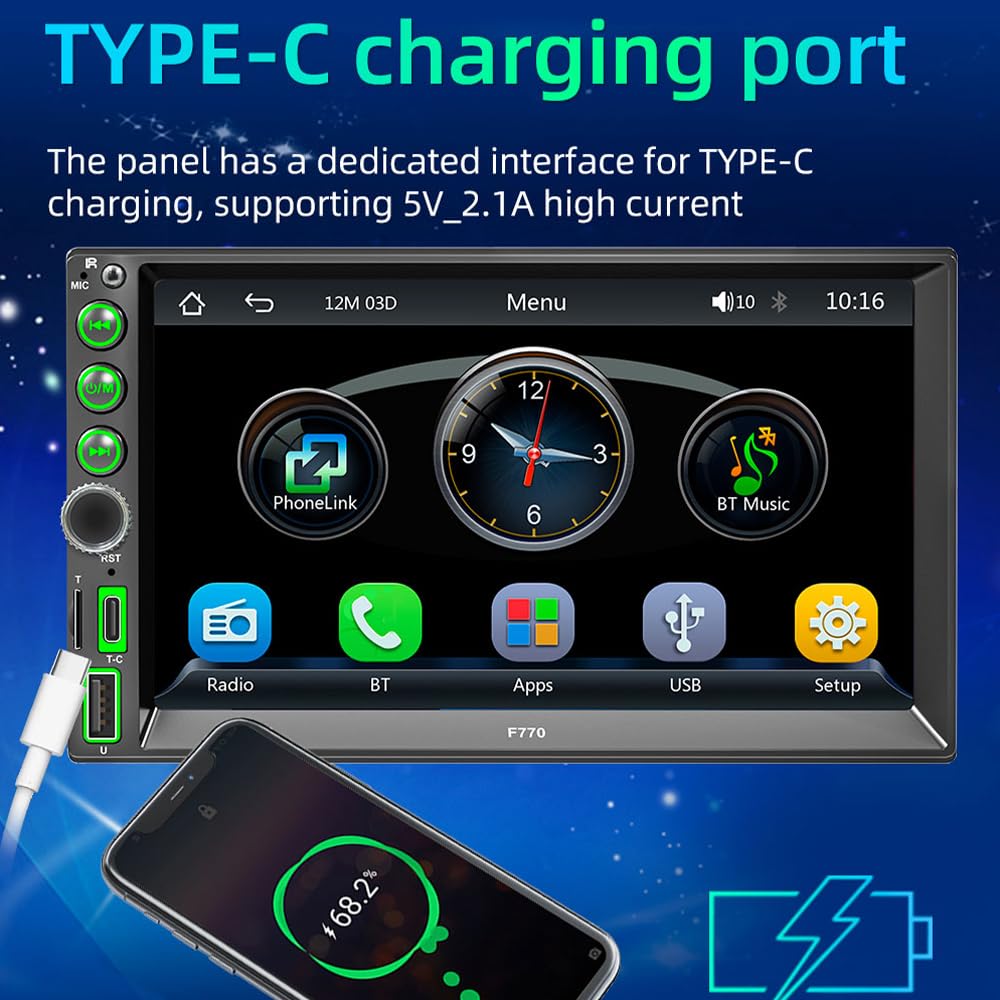 7" HD Touch Screen Mirror Link do radia samochodowego, 2 Din Wireless CarPlay i Android Auto do radia samochodowego, odbiorniki samochodowe z Bluetooth, nawigacja, kamera cofania FM/Type-C/AUX/RDS