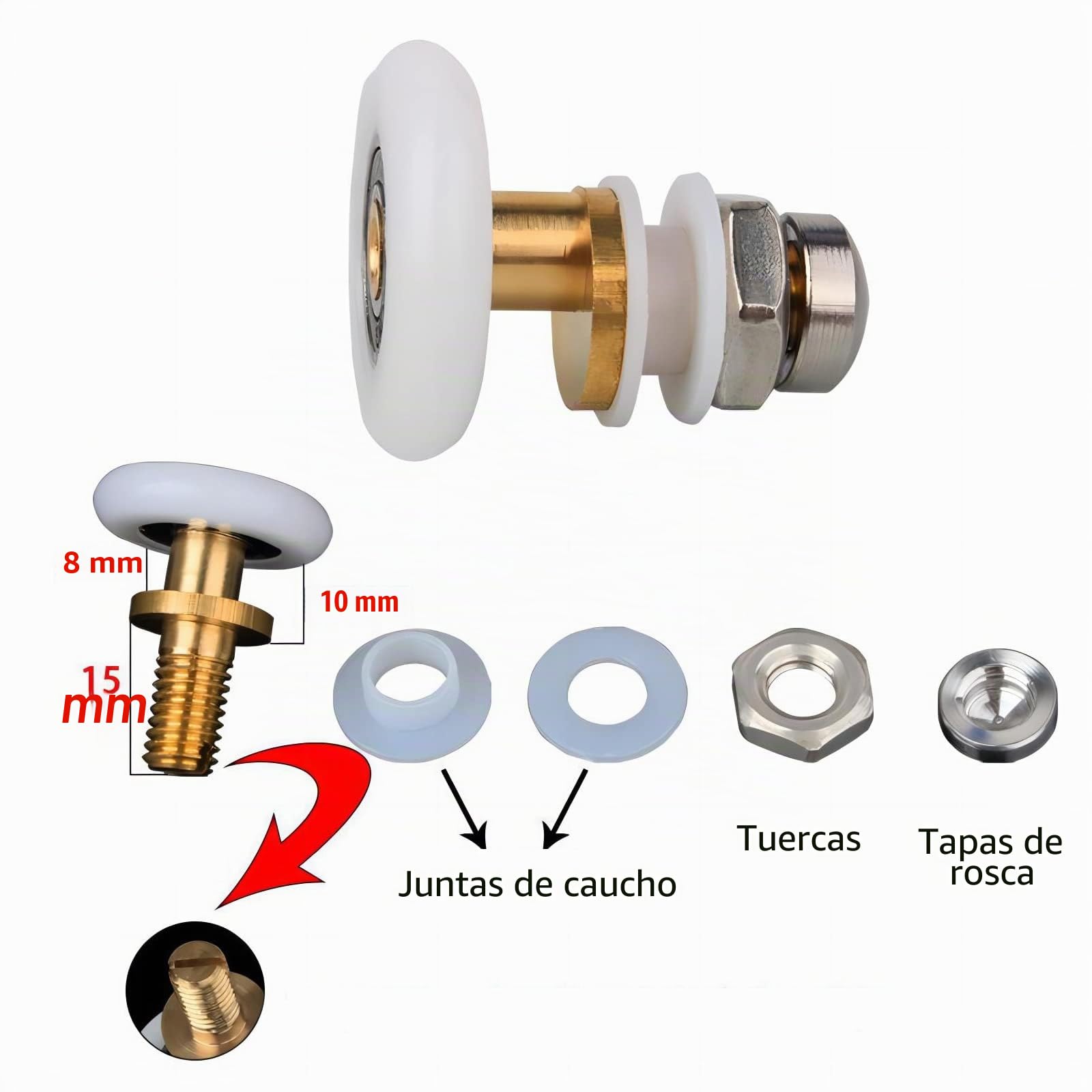 27mm Puertas de Ducha Ruedas Ruedas Corredor, 8PCS | 27mm Rodamientos Mampara Ducha Ruedas Mampara Ducha Ruedas Para Puerta de Ducha Para Puerta Corredera De Cristal Baño