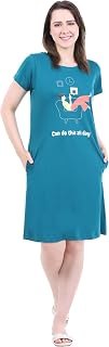 Aura n me Women's Cotton Knee Length Nighty - Soft & Breathable Nightdress with Pocket Price In India