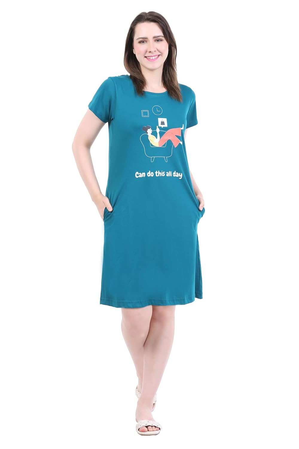 Aura n me Women's Cotton Knee Length Nighty - Soft & Breathable Nightdress with Pocket - Review, Price and Buying Guide