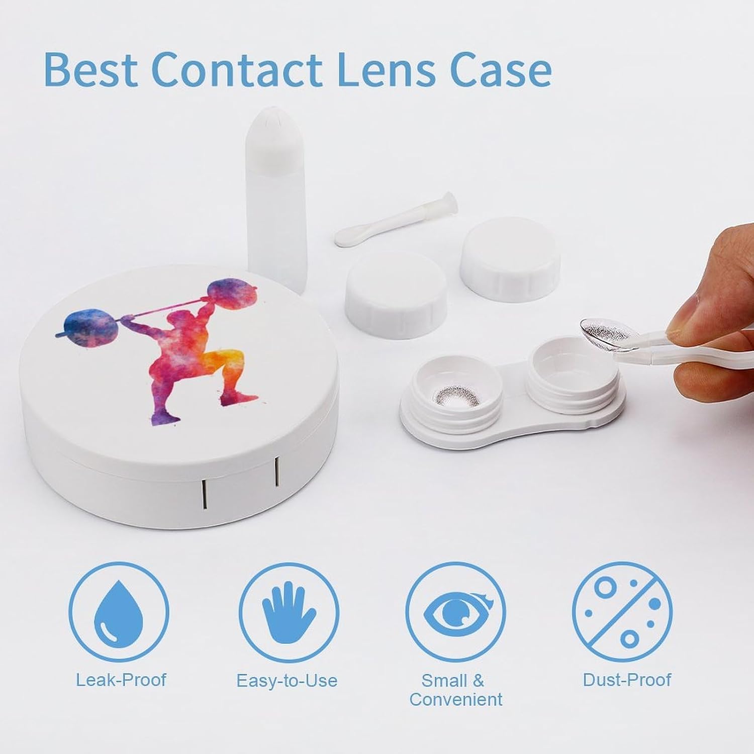 Weightlifter Weightlifting Portable Contact Lens Case Storage Box Holder Accessory for Travel