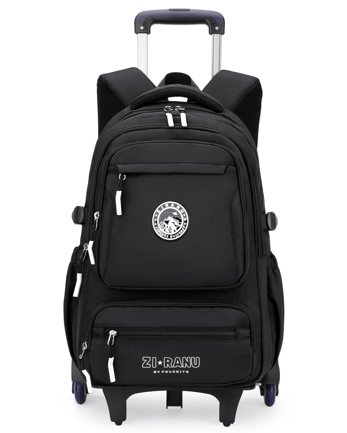 Tanou Zaino Trolley per Ragazzi, Capiente per Scuola Media e Superiore, 30L | Zaini Impermeabile con Ruote, Daypack Casual con Carrello Staccabile per la Scuola e Viaggi, Nero