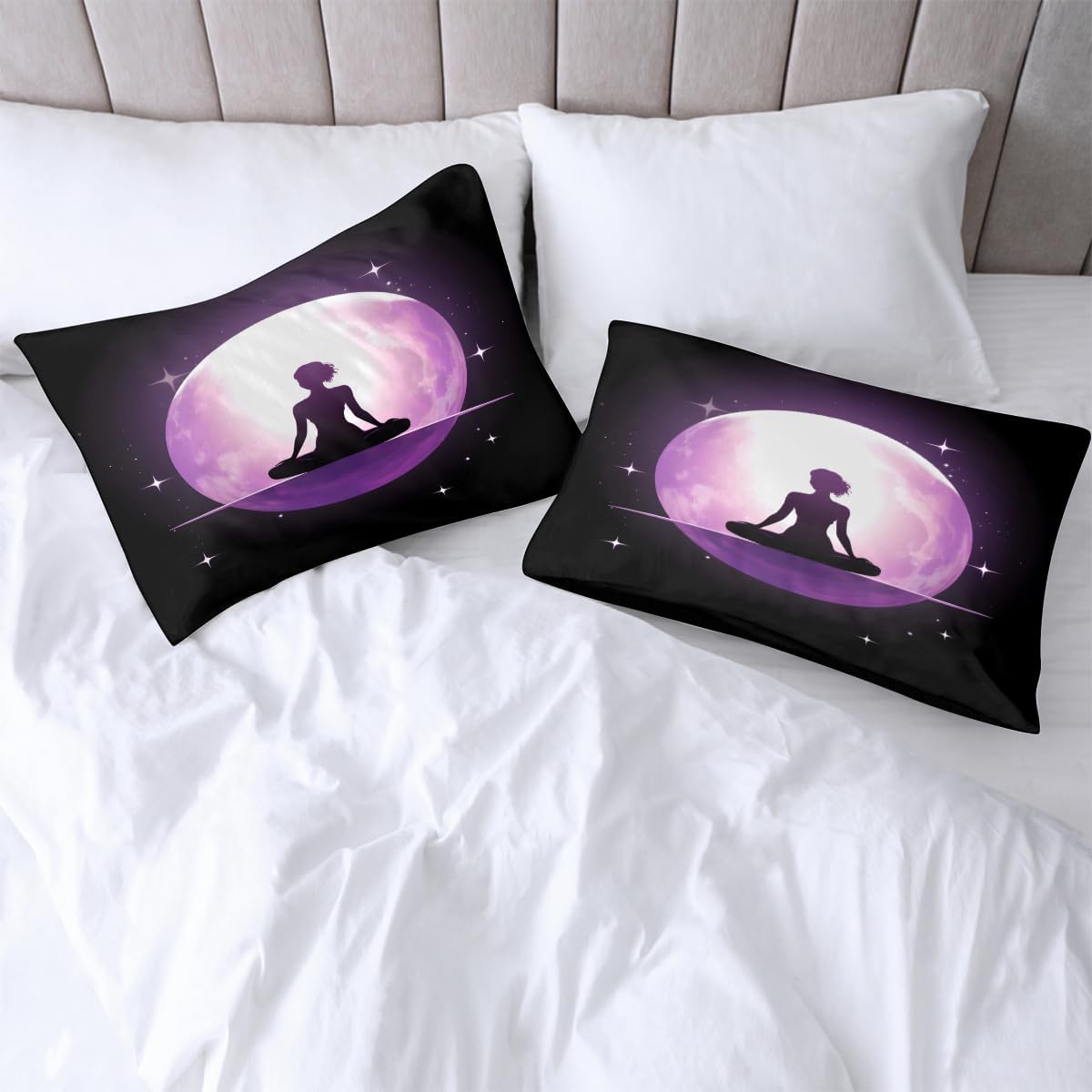 Yoga Girl Satin Pillowcase Set of 2, Silk Pillowcase for Hair and Skin 20x40” Luxury Smooth King Size Satin Pillow Cases with Zipper Gifts for Women Men