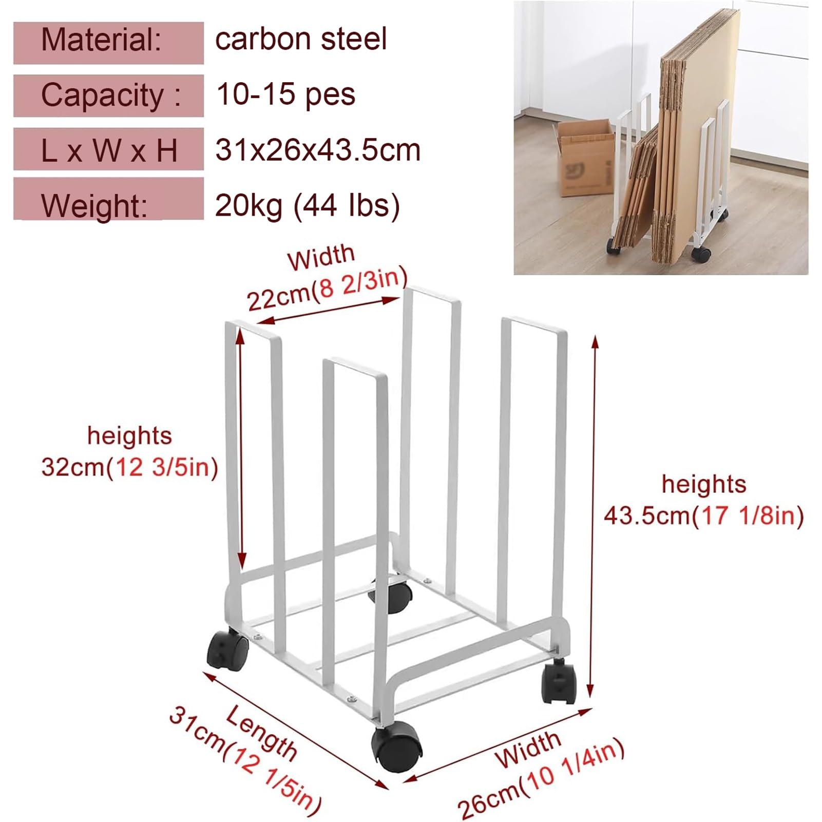 Étagère de Rangement pour matériel Artistique, étagère de Rangement Mobile et Portable pour cartons, Organisateur Robuste en Acier au Carbone pour cartons et Planches à Dessin, unité sur Pie
