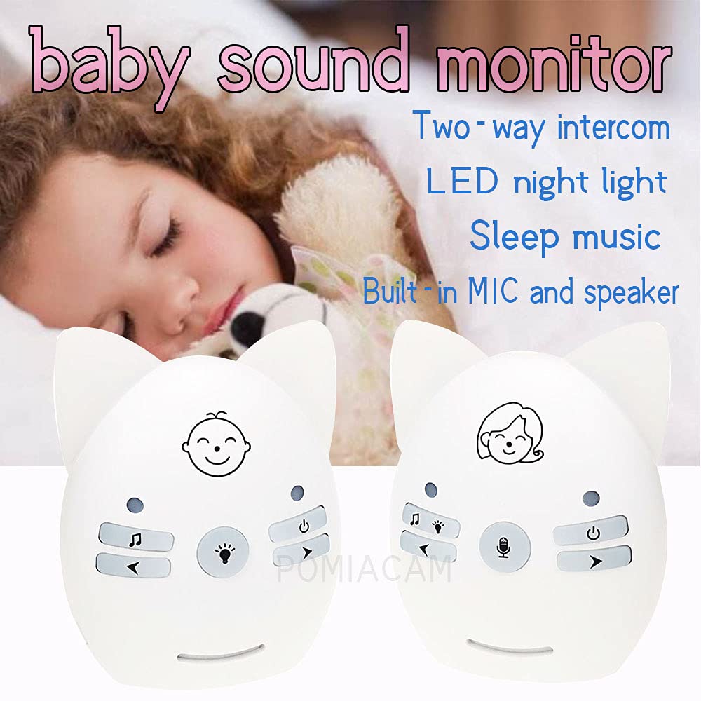 Bébé Moniteur Portable sans Fil, Ecoute-bébé Babyphone 2.4GHz, Talkie-walkie, Interphone Bidirectionnel, Audio, veilleuse, Diffusion Vocale Numérique (Rose)