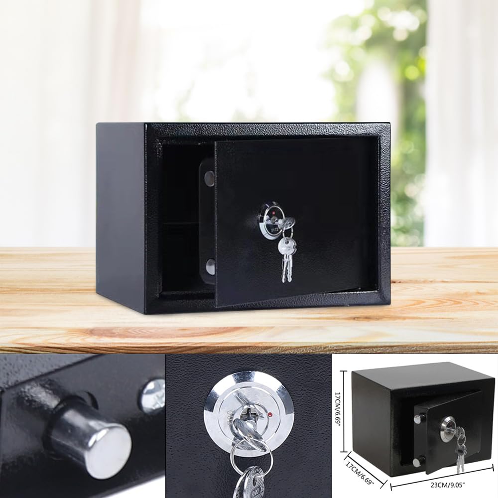 Caja fuerte para el hogar, caja fuerte de muebles, caja fuerte ignífuga, caja fuerte para llaves, acero al carbono, caja fuerte de pared, Trezor, 4,6 l, 23 x 17 x 17 cm