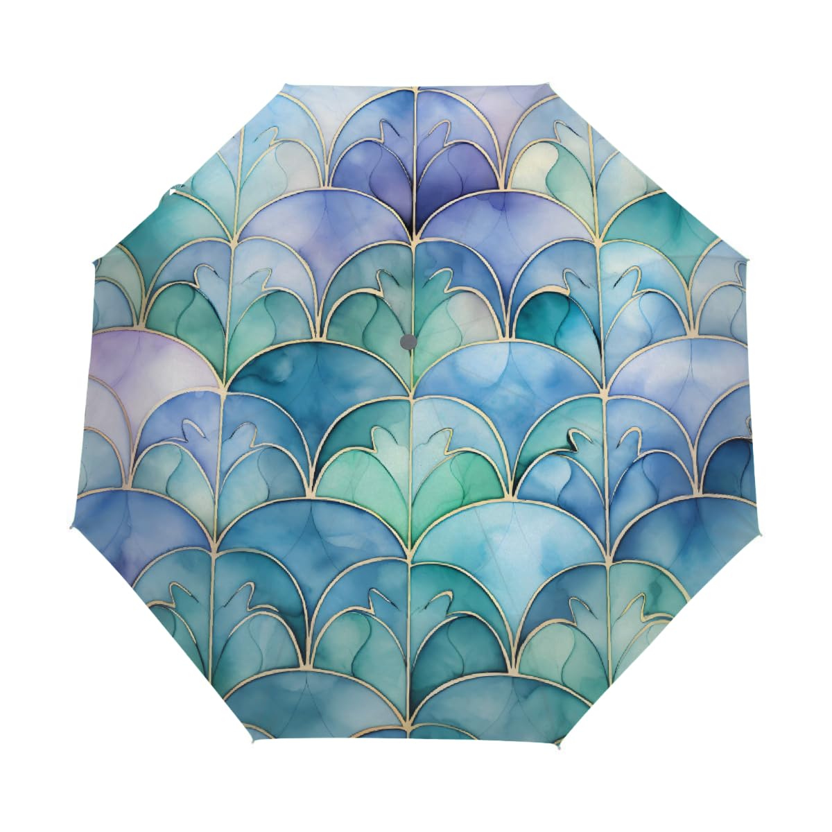 Compact Travel Umbrella Purple Blue Enamel Morocco Pattern Auto Open Close Umbrella Windproof Rain Umbrellas for Kids Men
