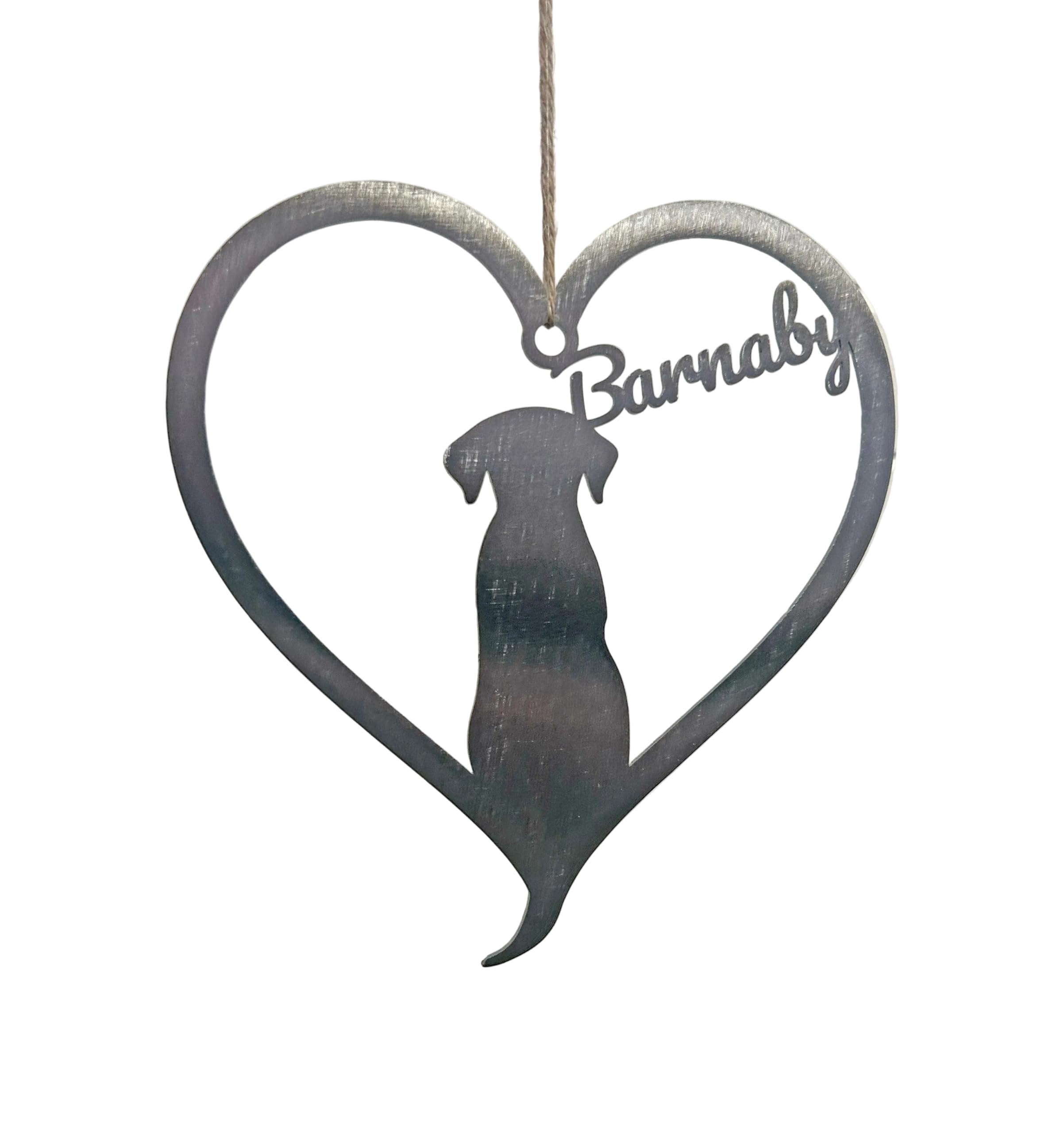 Personalised Dog Silhouette Steel Heart Garden Gift for Dog Lovers