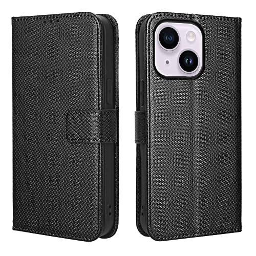 Étui iPhone 14 Plus en cuir pour voyager léger avec porte-carte et dragonne noire