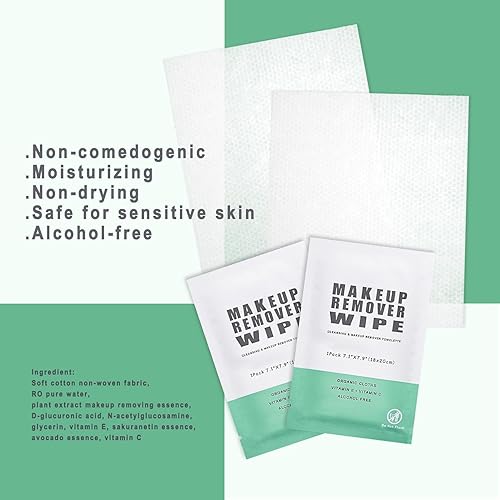 Miniatura 6 de Gisdo 100 toallitas desechables para limpiar la piel, envueltas individualmente, seguras, cómodas, ligeras, para quitar el maquillaje (verde)