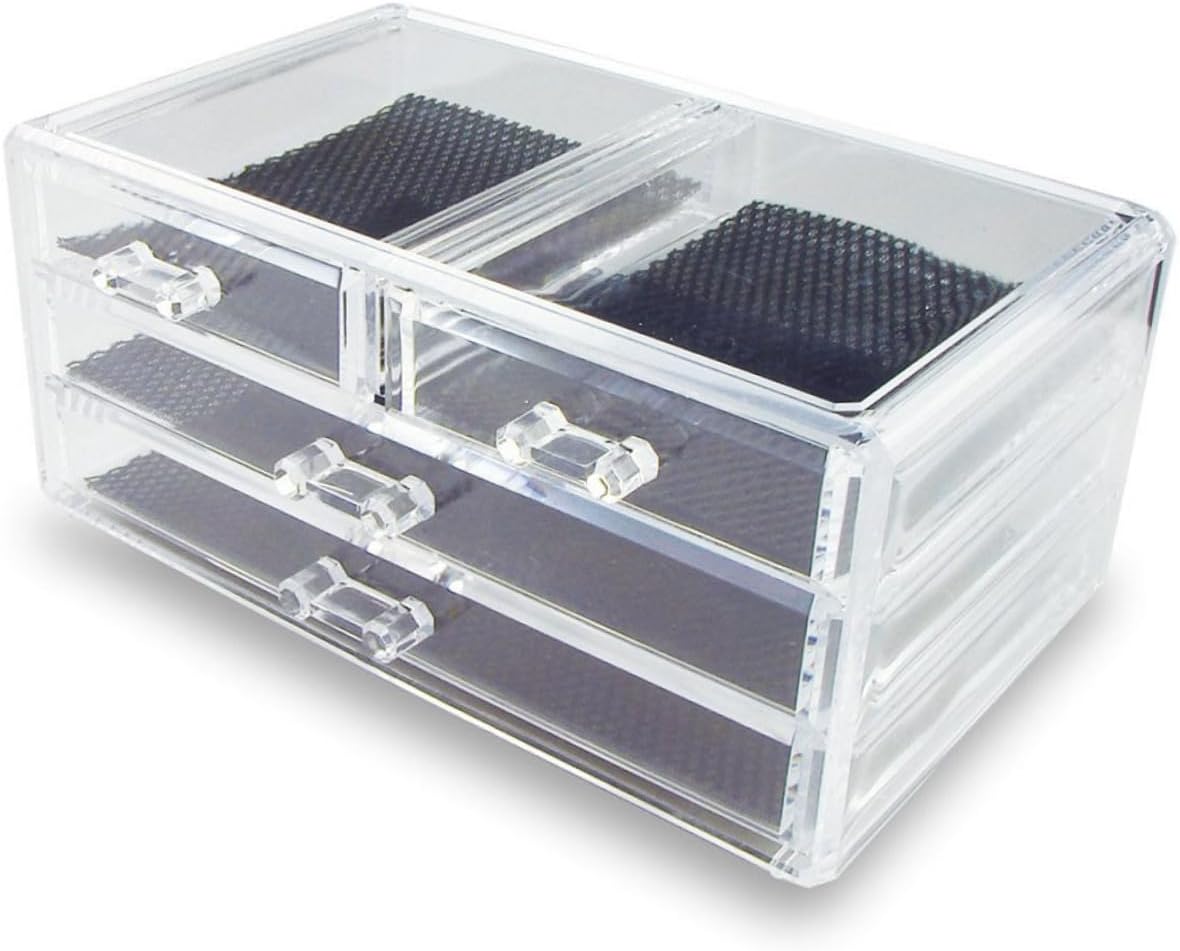 Vaguelly Acrylic Drawers Jewelry Organizer Makeup Storage Box Cosmetic Display Case