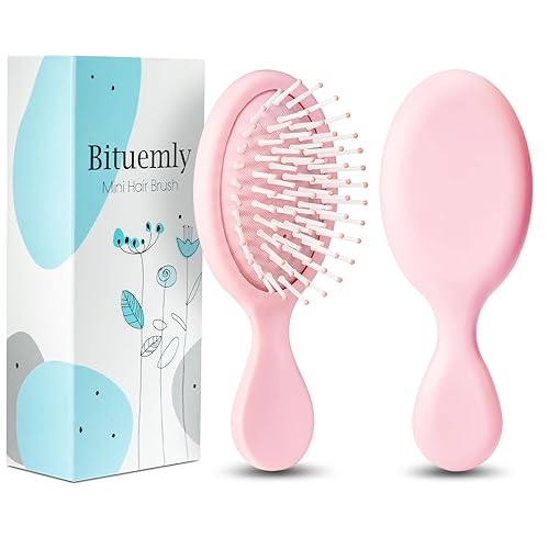 Bituemly Mini cepillo desenredante para cabello seco y húmedo, cepillo desenredante de viaje de tamaño pequeño para niñas, niños, mujeres y hombres,