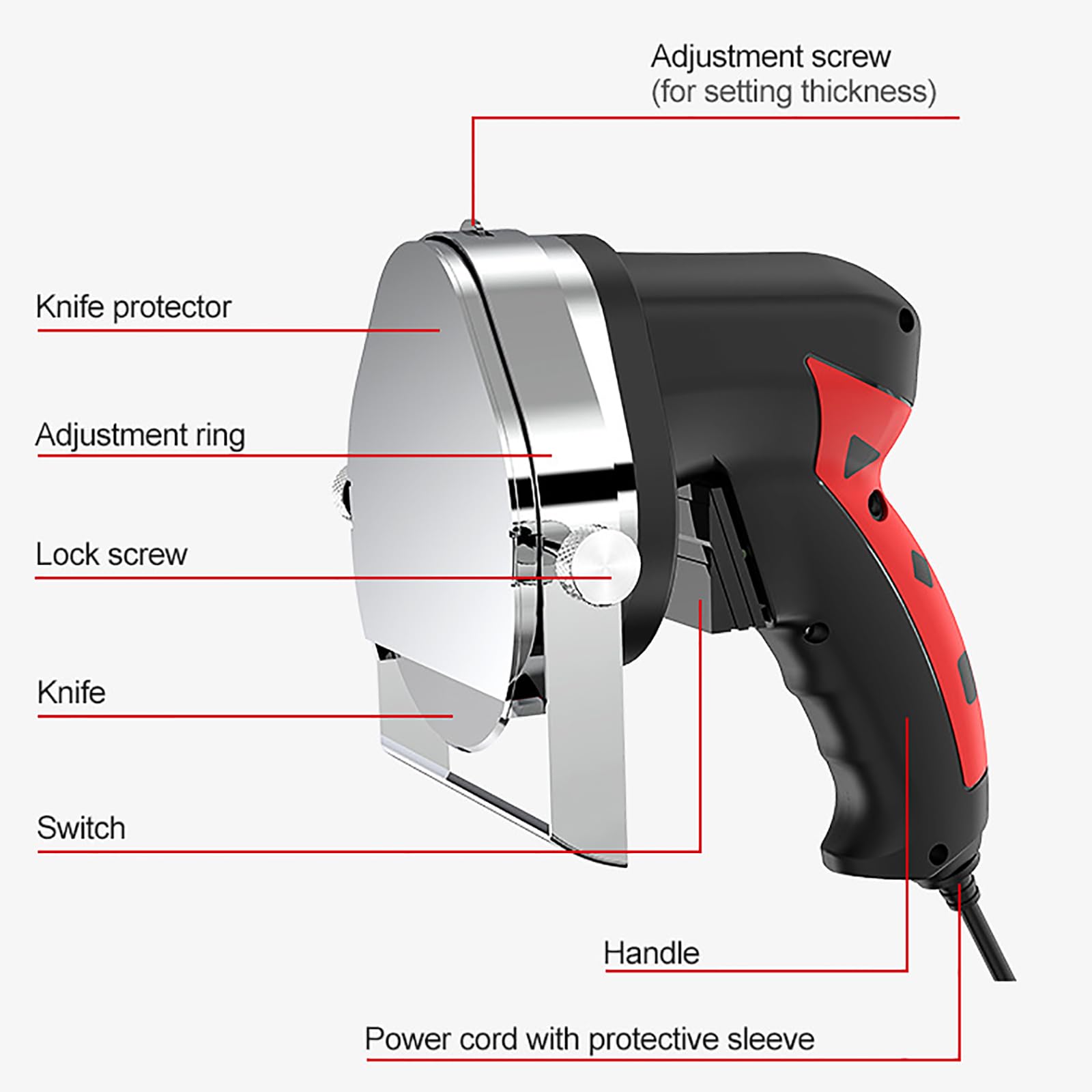 Cuchillo eléctrico para Kebab y shawarma, Cortador de Gyros de Carne, Cuchillos para Kebab, portátil, Profesional, de Grosor Ajustable, para Barbacoa de Restaurante