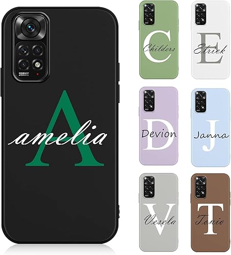 RUMDEY Funda de teléfono con nombre personalizado para Xiaomi Mi 11T 10 11 Lite, fundas de silicona suave con texto personalizado para Redmi Note
