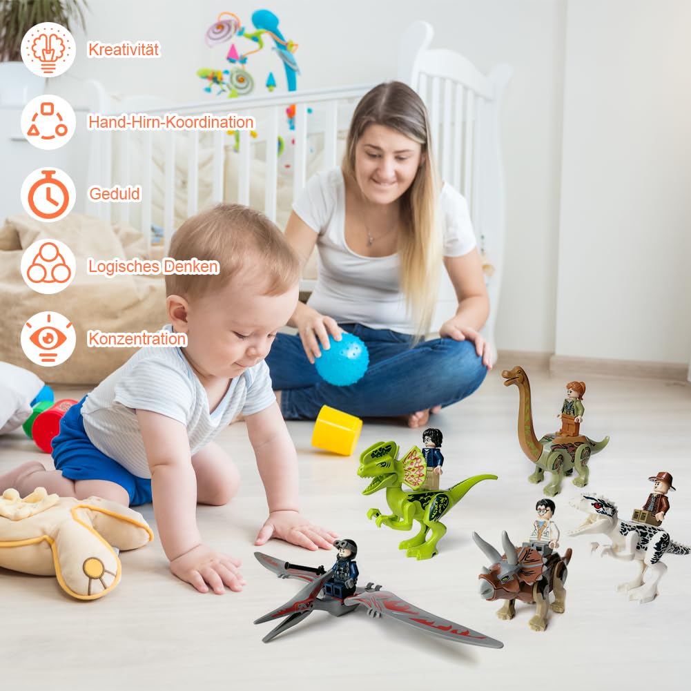 Dinosaurier Spielzeug Set 16-teilig - Tyrannosaurus Rex & Velociraptor Figuren