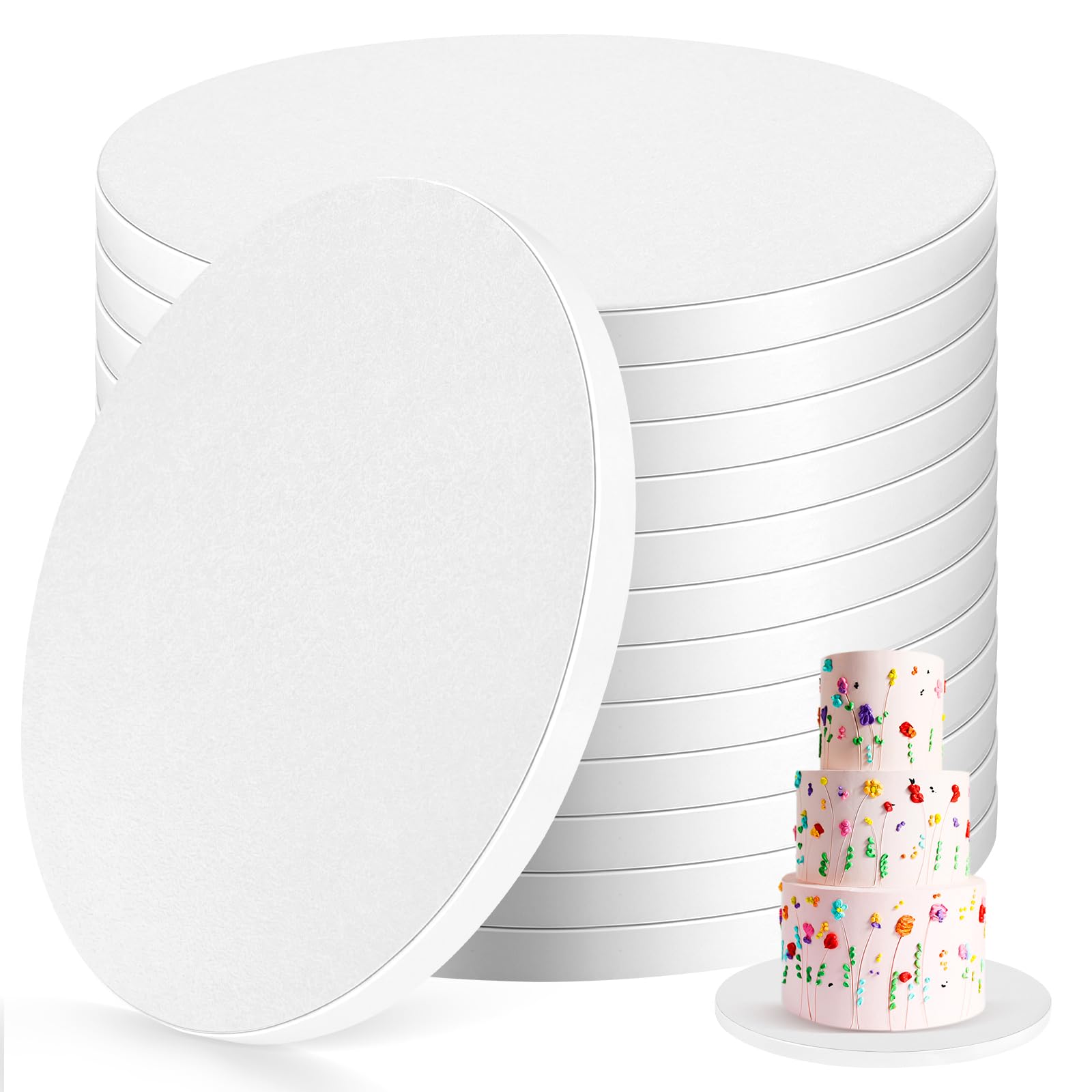 YMHPRIDE12 PCS Cake Drums 10 Inch Round, 1/2" Thick Cake Boards, 10 Inch Cake Drum, Sturdy Cake Base, Cake Decorating Supplies White Sturdy Corrugated Cardboard for Presenting Heavy/Tiered Cakes