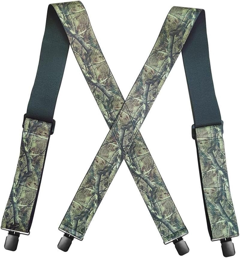 Tirantes para hombre, Tirantes de 2 pulgadas ancho. Camuflaje grueso y moldeador cómodo(Bark Camouflage)