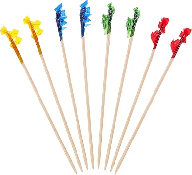 [400 Pcs] Fancy Toothpicks for Appetizers - 2.5 Inch Wood Frill Toothpicks Wodden Picks for Cocktail, Fruit, Club Sandwiches, Party Supplies Decorations Charcuterie Boards Food Toothpicks