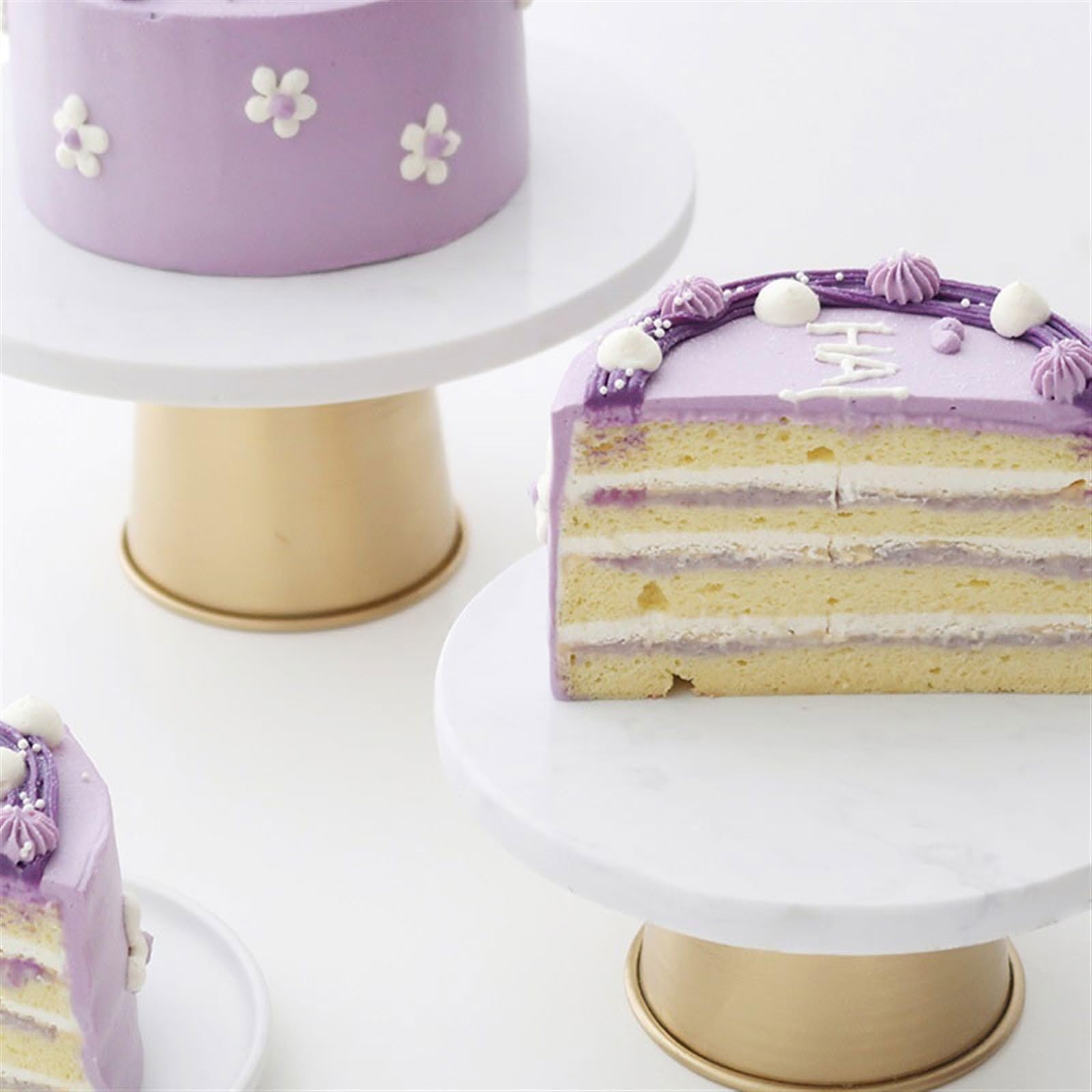 Soporte de Torta Mesa de Postre Alta de mármol Personalizada, Estante for refrigerios de la Tarde, Bandeja de exhibición for Pasteles, Estante for Magdalenas Porta Pasteles(Blanco,20cm)