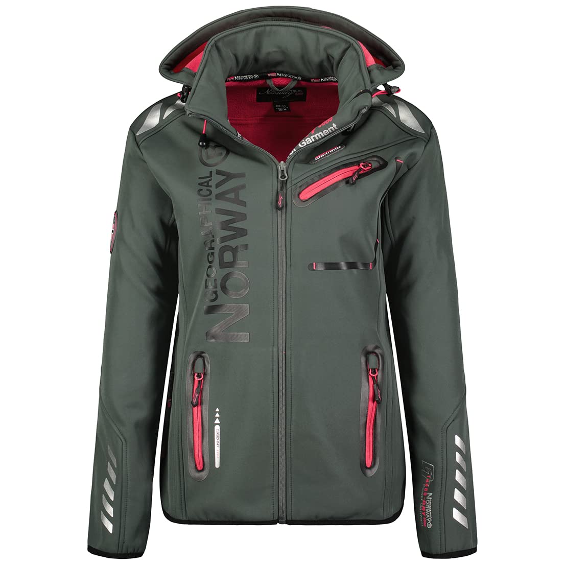 Geographical Norway Kurtka przeciwdeszczowa damska REINE LADY, kurtka softshellowa, outdoorowa, wiatroszczelna, outdoorowa, do uprawiania turystyki pieszej, Wielobarwna, L