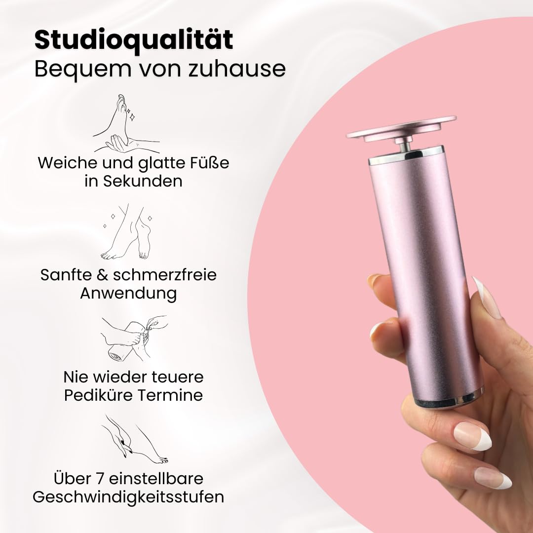 vera beauty Luva Pro - für seidig glatte Füße Motorisierter Hornhautentferner mit einstellbarer Geschwindigkeit, Ersatzpads für weiche Füße und effektive Pflege bei rissiger Haut.