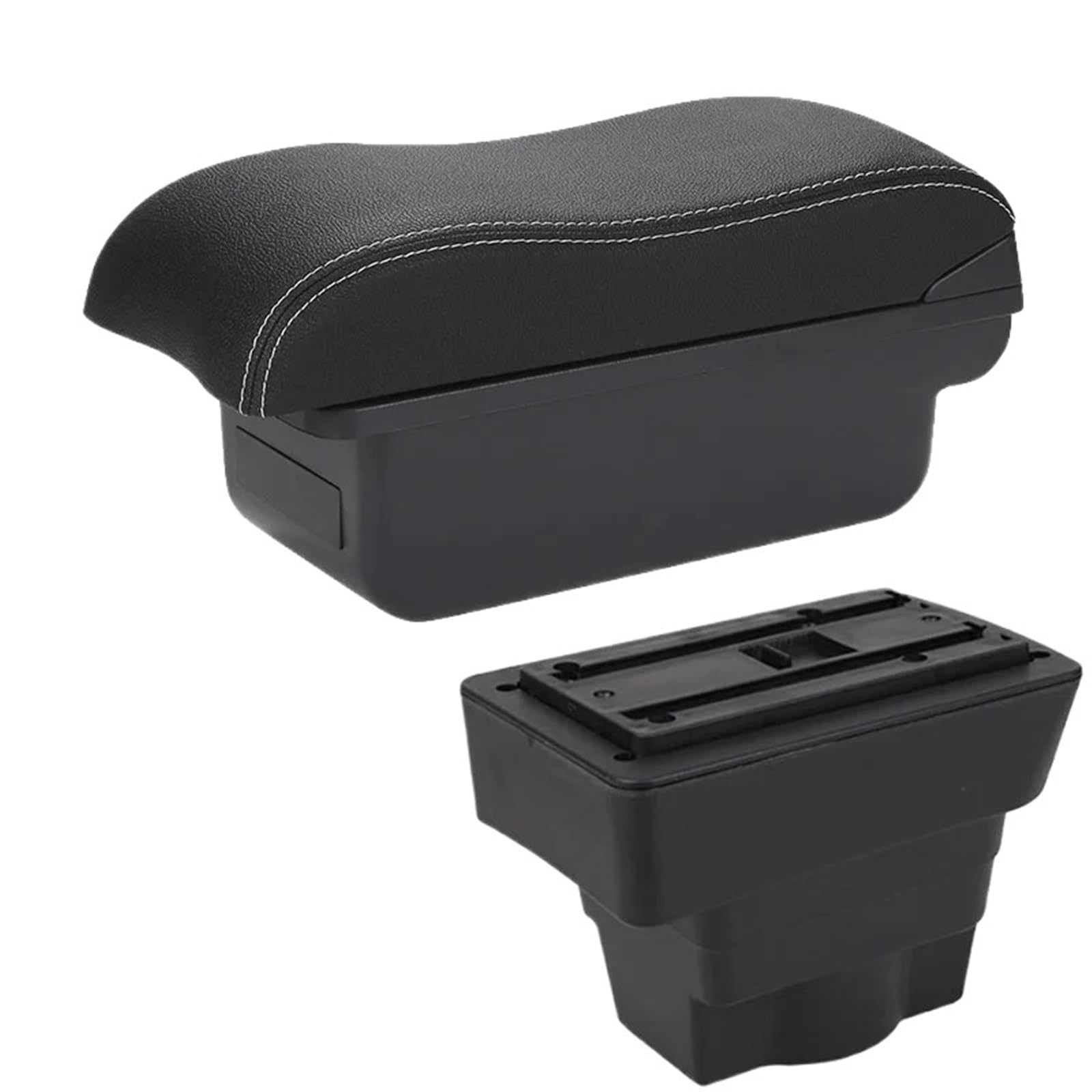 Car Armrest Cushion Fit For Opel Fit For Astra Fit For Armrest Box For Opel Astra J Car Armrest Box Curved Surface Storage Box(B3 Black white 3USB)