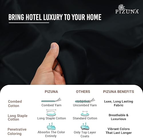 Miniatura 5 de Pizuna Sábanas de algodón puro 100% tamaño individual, lujosas sábanas de satén de algodón de fibra larga de 400 hilos, tamaño individual con